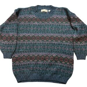 Vintage Pattern Paris Sport Club Mohair Sweater, Size L